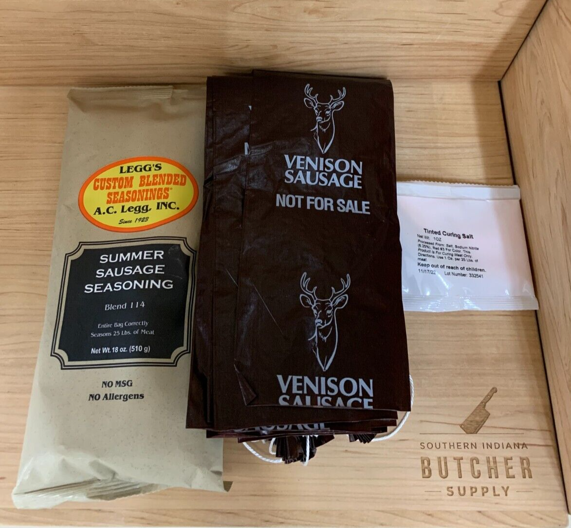 VENISON SUMMER SAUSAGE KIT MAKES 25 LBS INCLUDES SEASONING, MAH