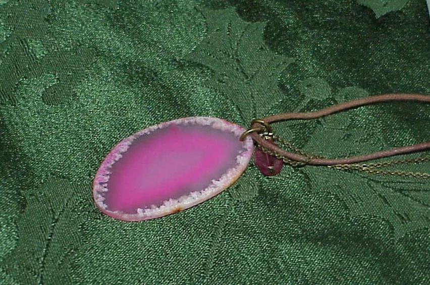 Розовый розовый кварц плита полированный подвеска муранского стекла лист исцеления ожерелье чакры - Изображение 3 из 4