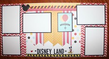 Disneyland scrapbook pages 2 each 12 x 12 handmade California theme park pages