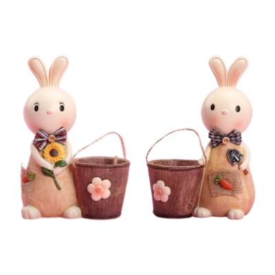 Cartoon Rabbit Pen Pencil Holder Desk Storage Miniature Figurine