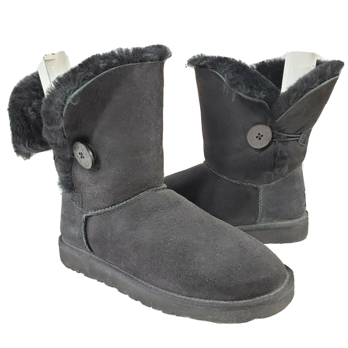 UGG Australia Bailey Button Short Boots Sz 8 Black 5803
