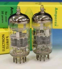 Match Pair Amperex Philips Heerlen ECC88/6DJ8 Bugle Boy Maxi-Pre = STRONG bn4143