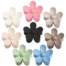 Flower Hair Clips 8PCS C  Blue, Pink, White, Beige, Black, Green, Coffee, Khaki