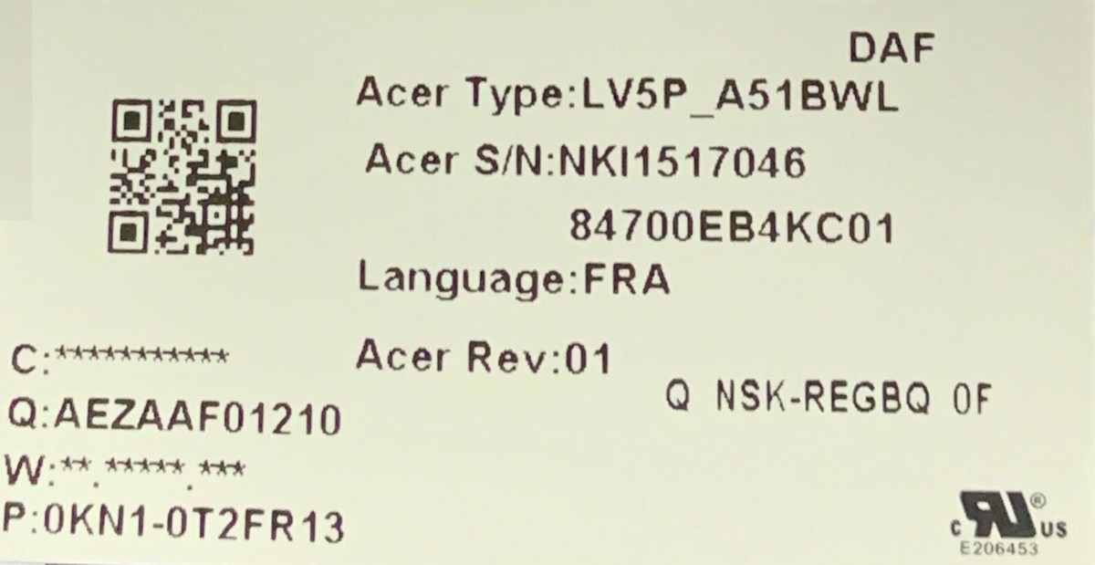 Clavier AZERTY Français Rétroéclairé Pour Acer Aspire F5-573G - Réf. 6B.GDAN7.009 - Neuf Ouvert