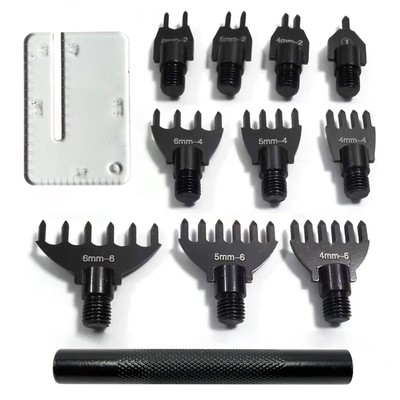 Leather Prong Punch Tool Set with Leather Stitching Aid Plate, Replaceable 4/...