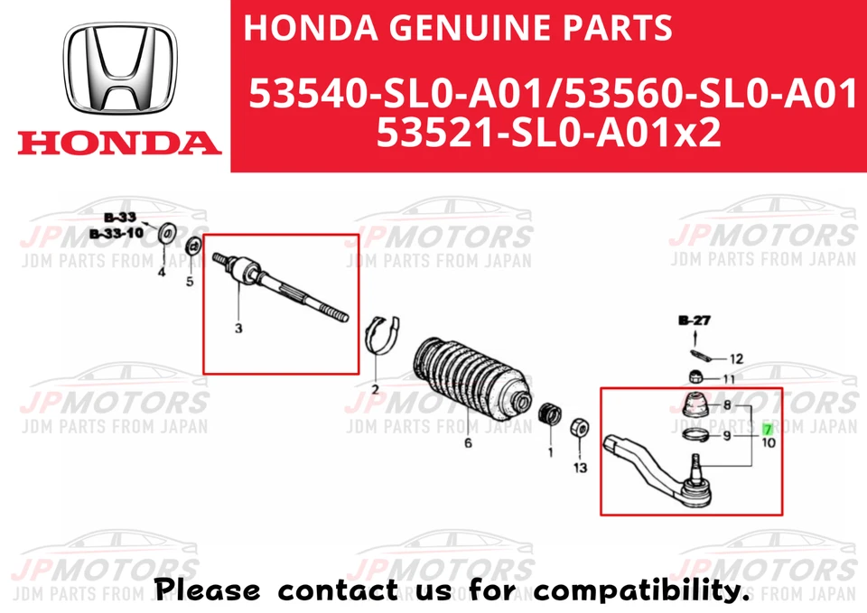 HONDA Genuine ACURA NSX NA1 NA2 Steering Inner Rack End & Tie Rod 4Set New JDM - Изображение 2 из 4