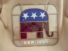 Ronald Reagan Colored Glass GOP Display
