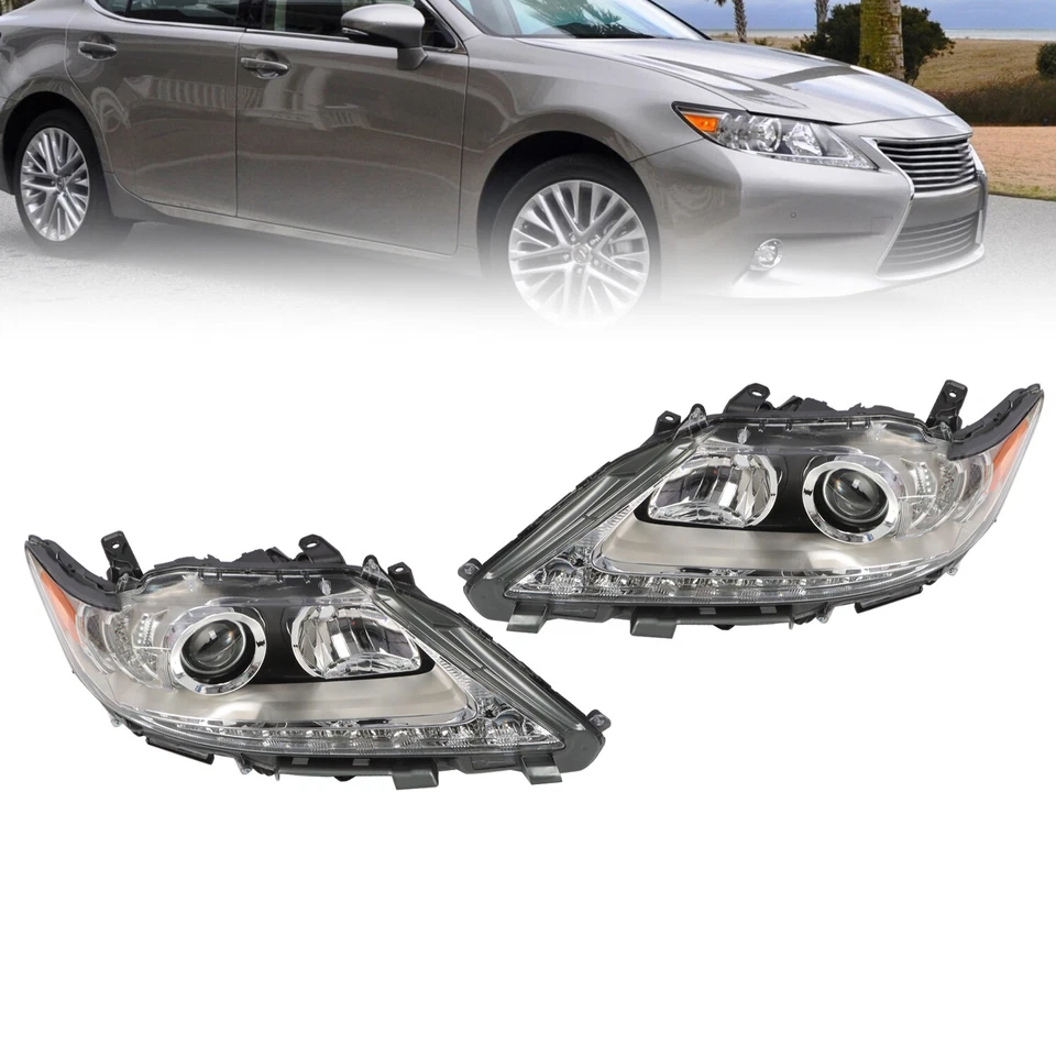 For 2013-2015 Lexus ES350 ES300h Halogen LED DRL Headlights HeadLamps Left+Right Foto 2 de 4