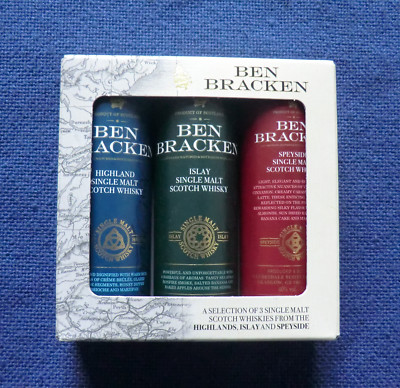 70 /L Ben Bracken Whisky 3 x 50 ml Highland Islay Speyside Single Malt