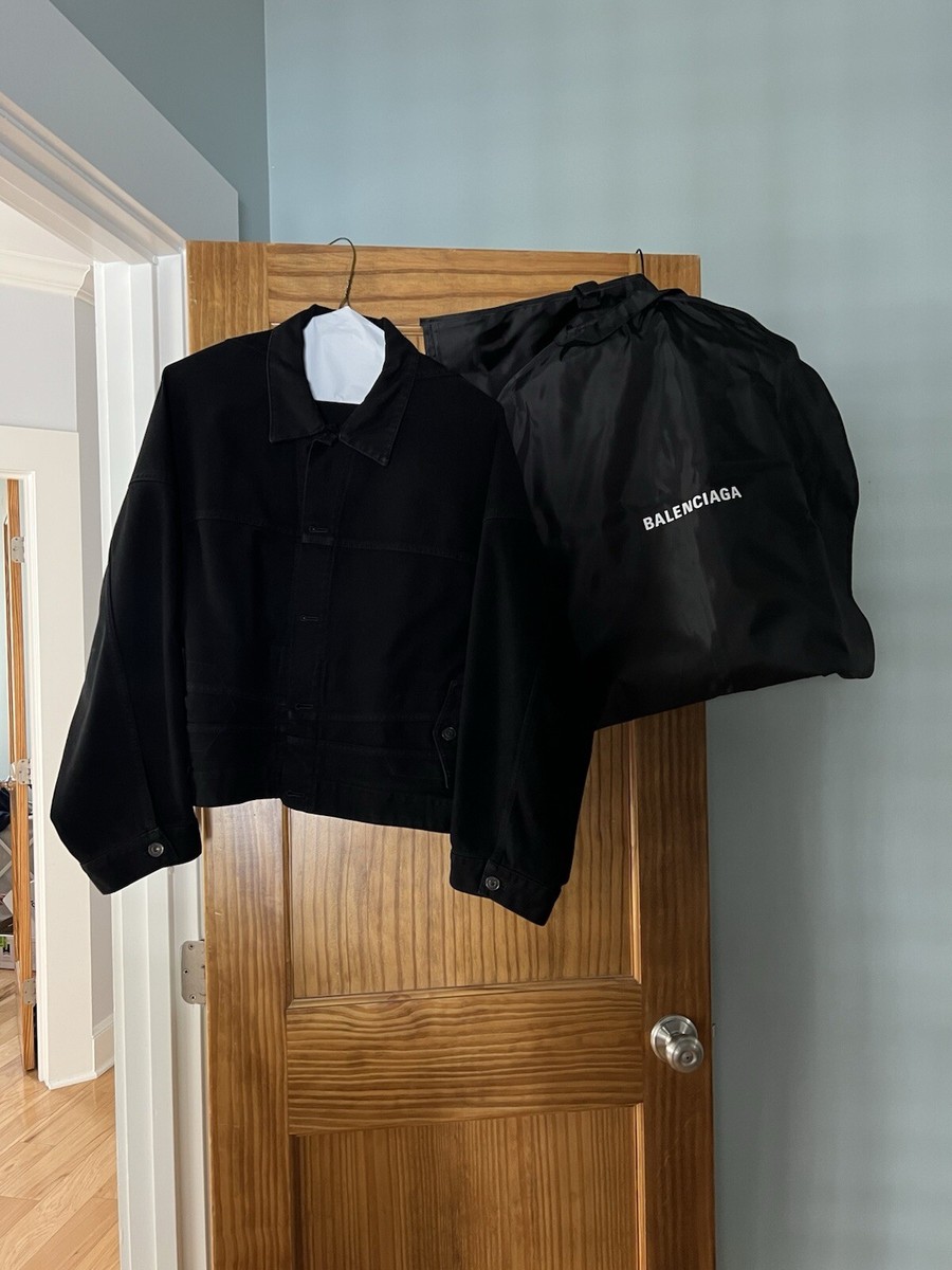 Balenciaga Upside Down Black Denim Jacket And XL Garment Bag Size