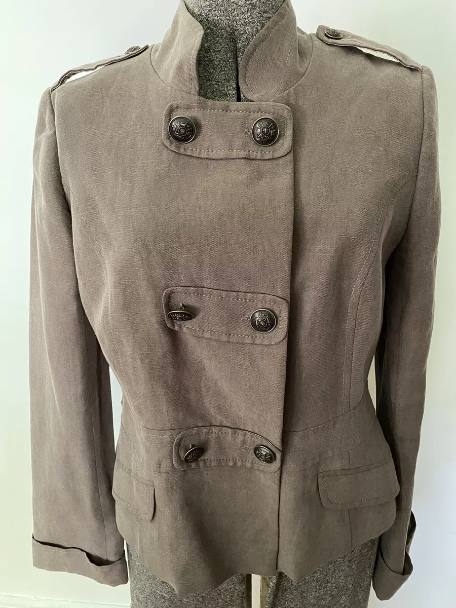 Kookai 40 US 8 Women s Military Style Jacket Brown Double Breasted
