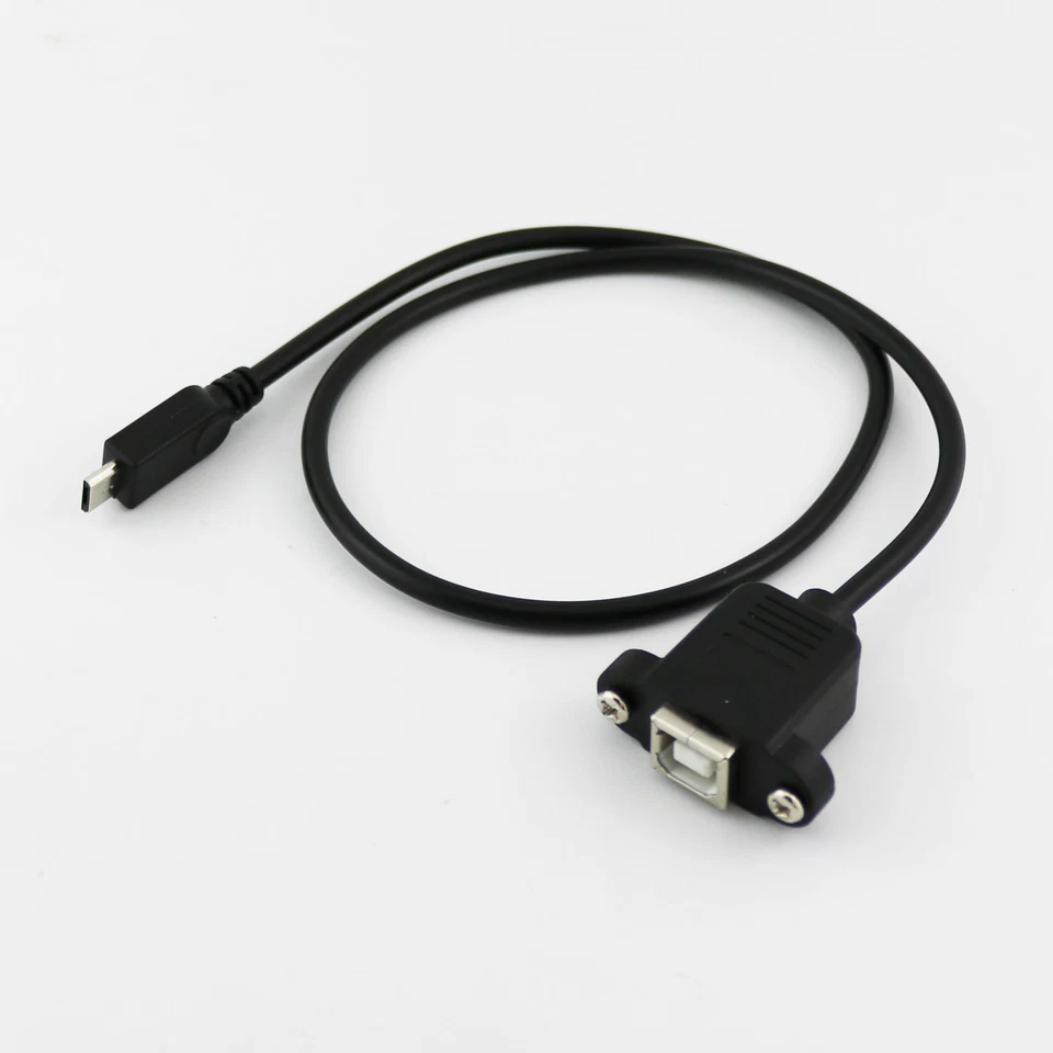 Micro USB 5 Pin Male to USB 2.0 B Female Socket Printer Panel Mount Cable 50cm - Image 2 of 4