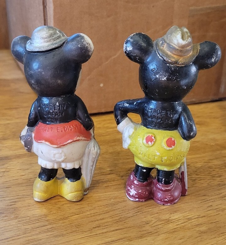 1930's Vintage Minnie & Mickey Mouse Bisque Ceramic Japan