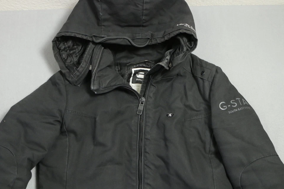 Chaqueta G-Star Raw Con Capucha Mujer Mediana Negra Cremallera Completa Acolchado Cremallera Capucha Foto 2 de 4