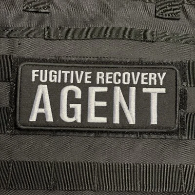 NW TACTICAL GEAR FUGITIVE RECOVERY AGENT Tactical Patch Bail Bonds Hook Loop 6 X 2.5 Inches White