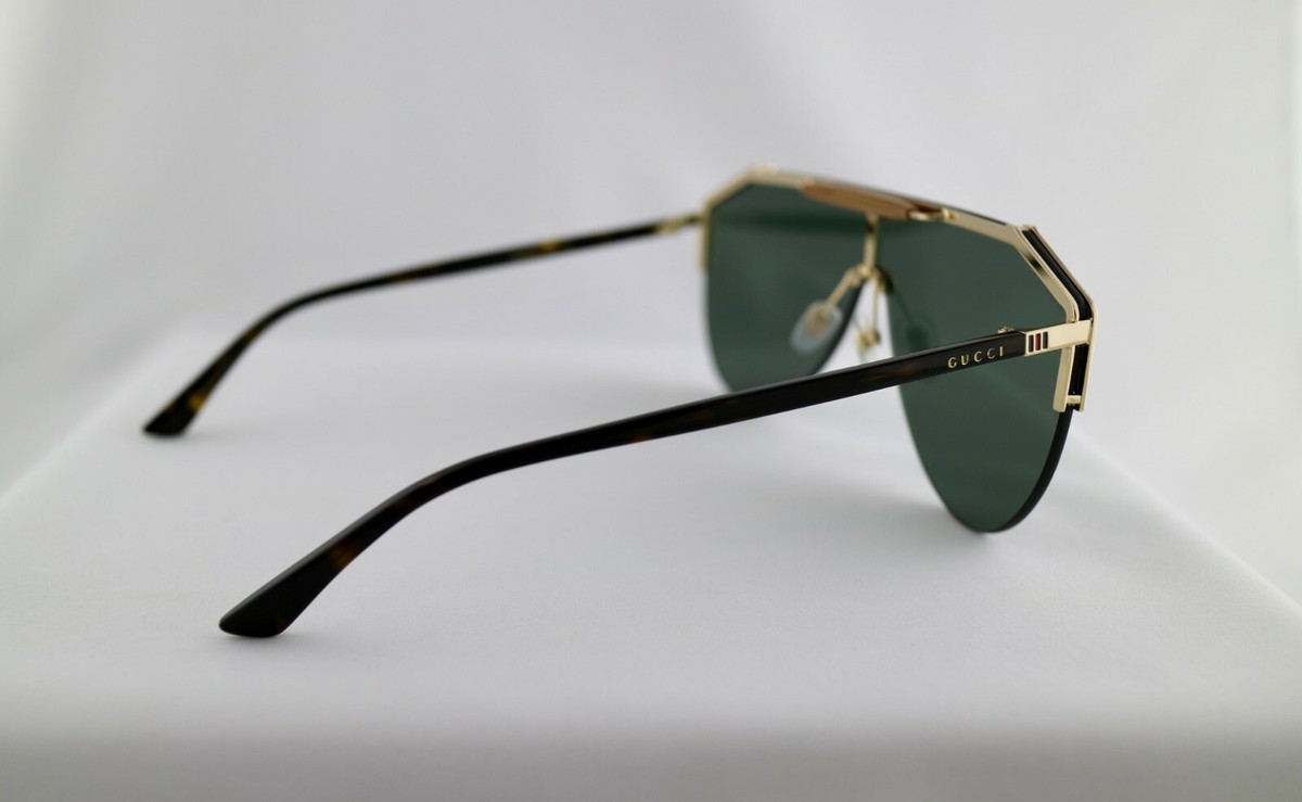 Gucci GG0584S 002 Shield Sunglasses - Gold\\Green Gucci Sunglasses GG0584S 002 Gold and Havana Green  main image 4