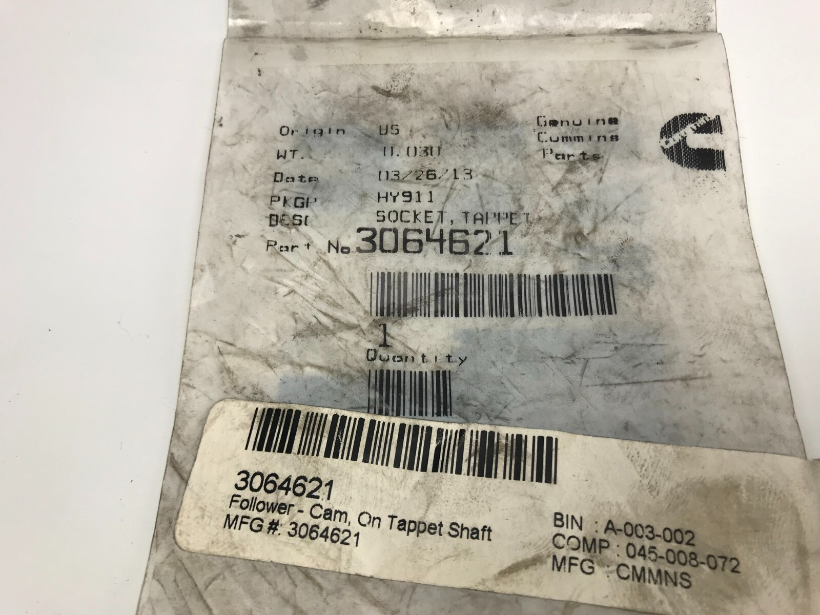 GENUINE OEM Cummins 3064621 Socket Tappet FAST SHIPPING 157811 | eBay