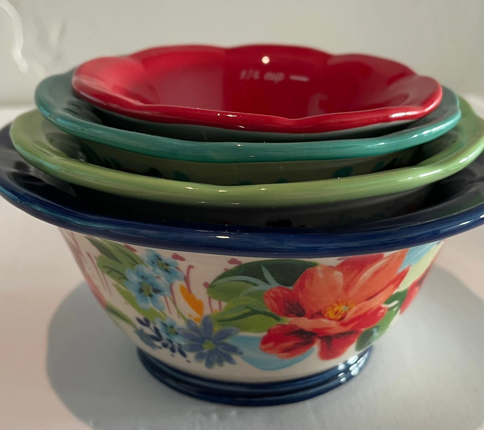 Stoneware Measuring Cups/Bowls ~ Pioneer Woman SPRING BOUQUET design