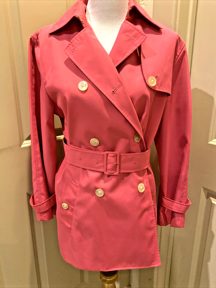 Lauren Ralph Lauren Women Short Trench Coat Hot Pink Double
