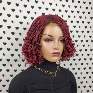 wig burgundy braid braids wavy braided curly lace box