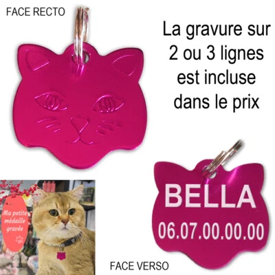 Identité plaque médaille gravée pour chat - Photo 1/4