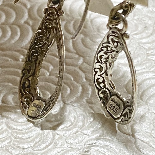 Sarda Sterling Silber 925 Ohrhänger Kunsthandwerk gehämmert geätzt Ohrringe wunderschön - Bild 17 von 18