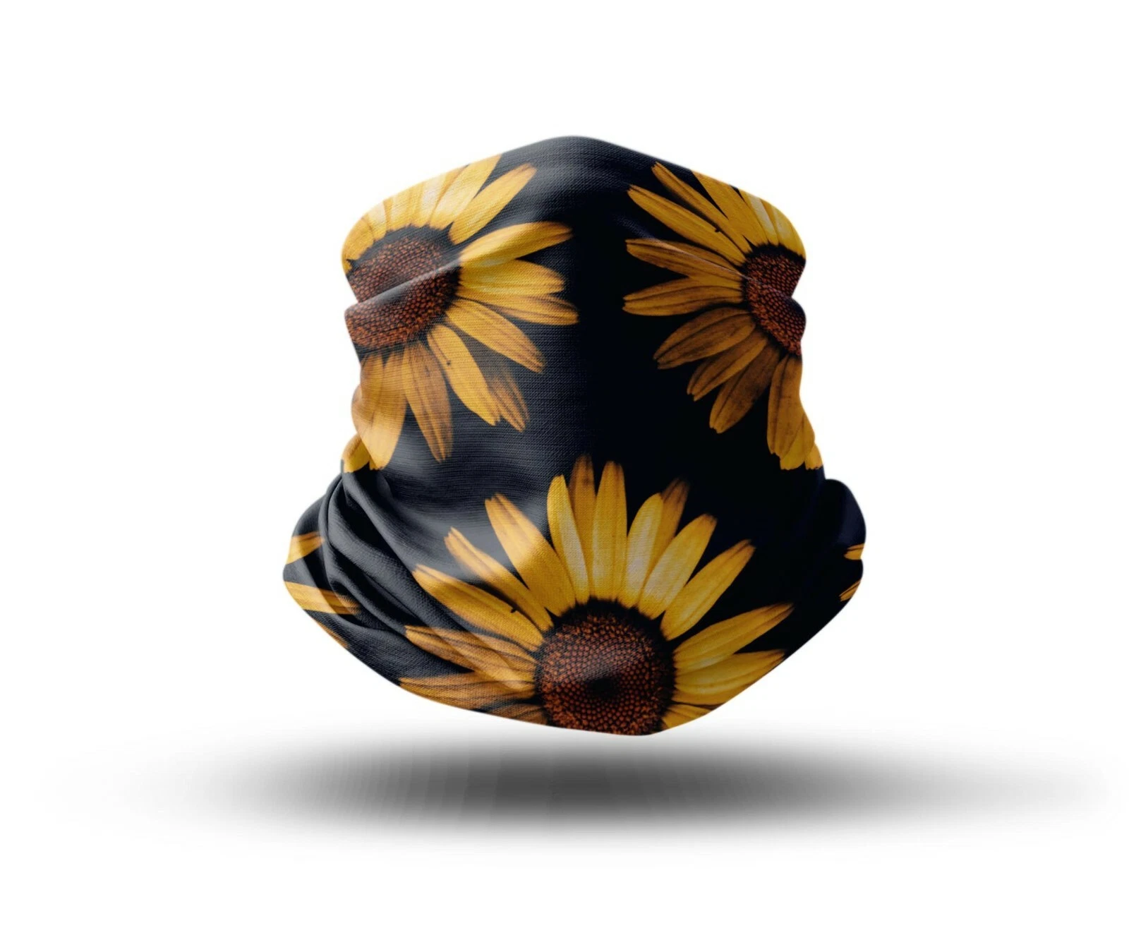Washable Fabric Face Cover Neck Gaiter Unique Print Sunflowers Design EU Made