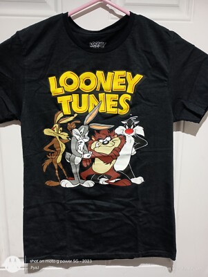 Looney Tunes Double Sided Print Black Short Sleeve T-Shirt Adult Size Medium