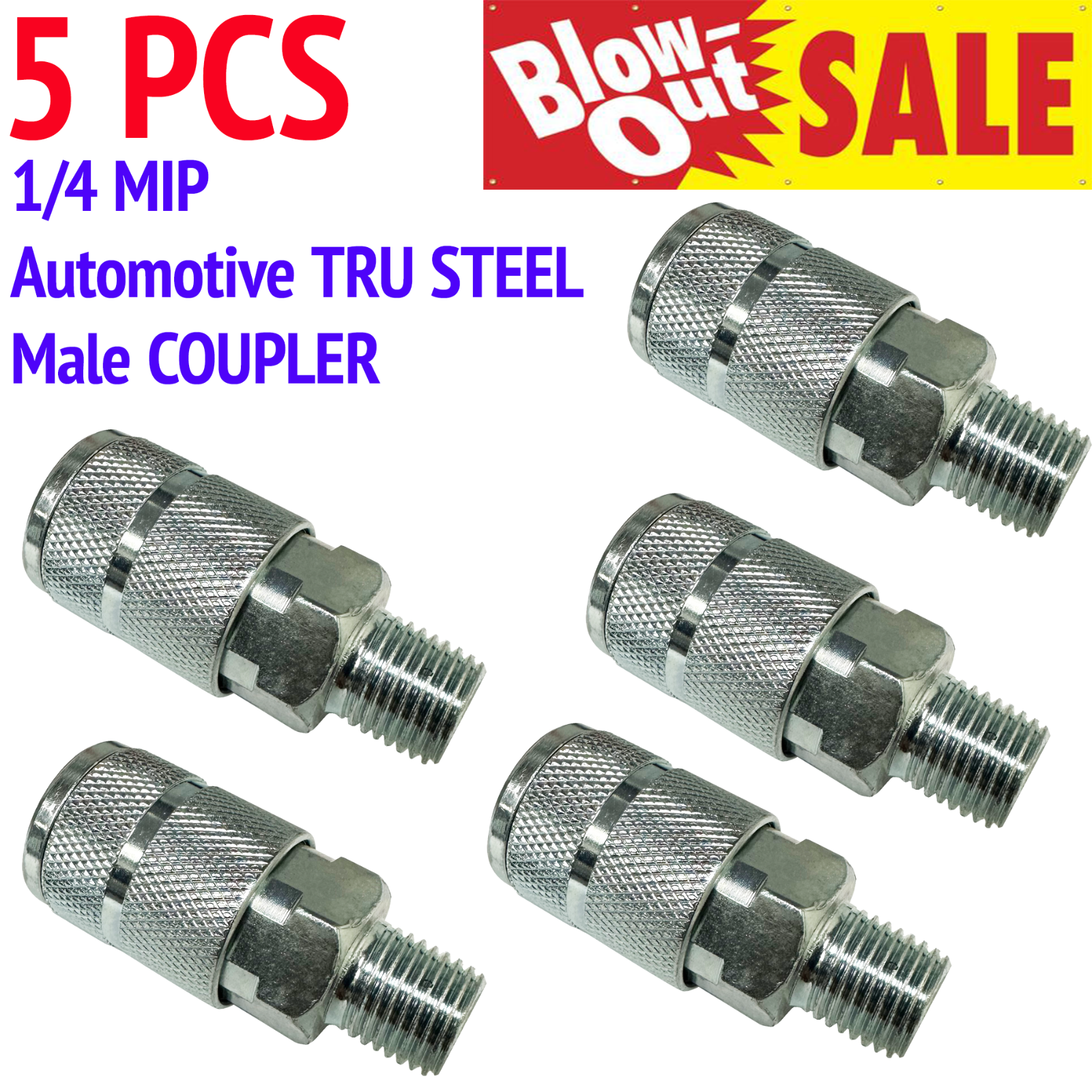 1/4 MIP AMFLO C1 , Male to Female Quick Connect Coupler Air Hose Fitting - 5 PCS