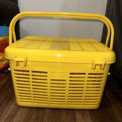 Vintage Mid Century Yellow Plastic Picnic Basket, Pioneer 808