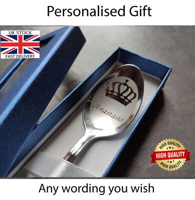 Personalised Name Engraved Teaspoon Gift Birthday Custom Cutlery Spoon Surprise