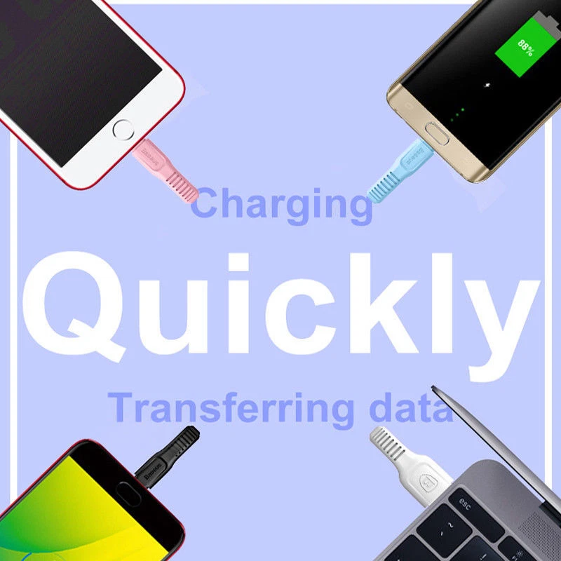 Baseus Flat Micro USB Cable Fast Data Sync Charging Android Phone Charger - Image 3 of 4