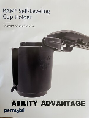  NEW  Permobil SELF LEVELING CUP HOLDER.  Ships Priority Mail in a Priority Box
