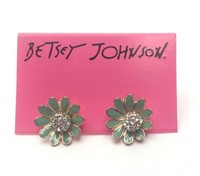 Betsey Johnson Green Crystal Flower Stud Earrings $35 on sale Betsey Johnson Green Crystal Flower Stud Earrings $35 on sale
