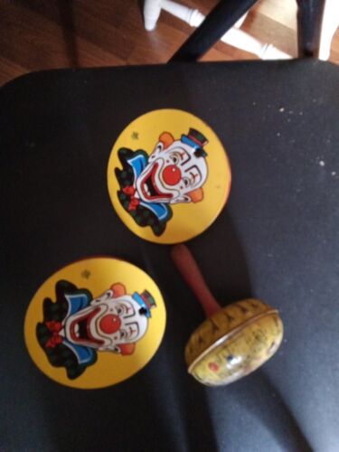 US Metal Toy Mfg vintage noisemakers party New Years Clown Dance lot 3 - Picture 1 of 2