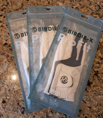 Birdie-X Golf Glove Pro Fit 3 PACK for Left Hand LARGE NEW sealed