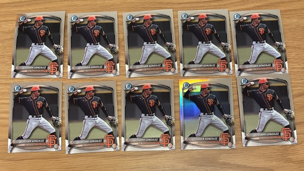 LOT (10) 2025 Bowman Draft Josuar Gonzalez Chrome #BDC-182 1 Refractor - Giants