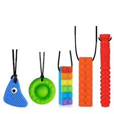 Chew Necklaces for Sensory Kids, 5 Pack Silicone Sensory Chew Toys Multi-Style