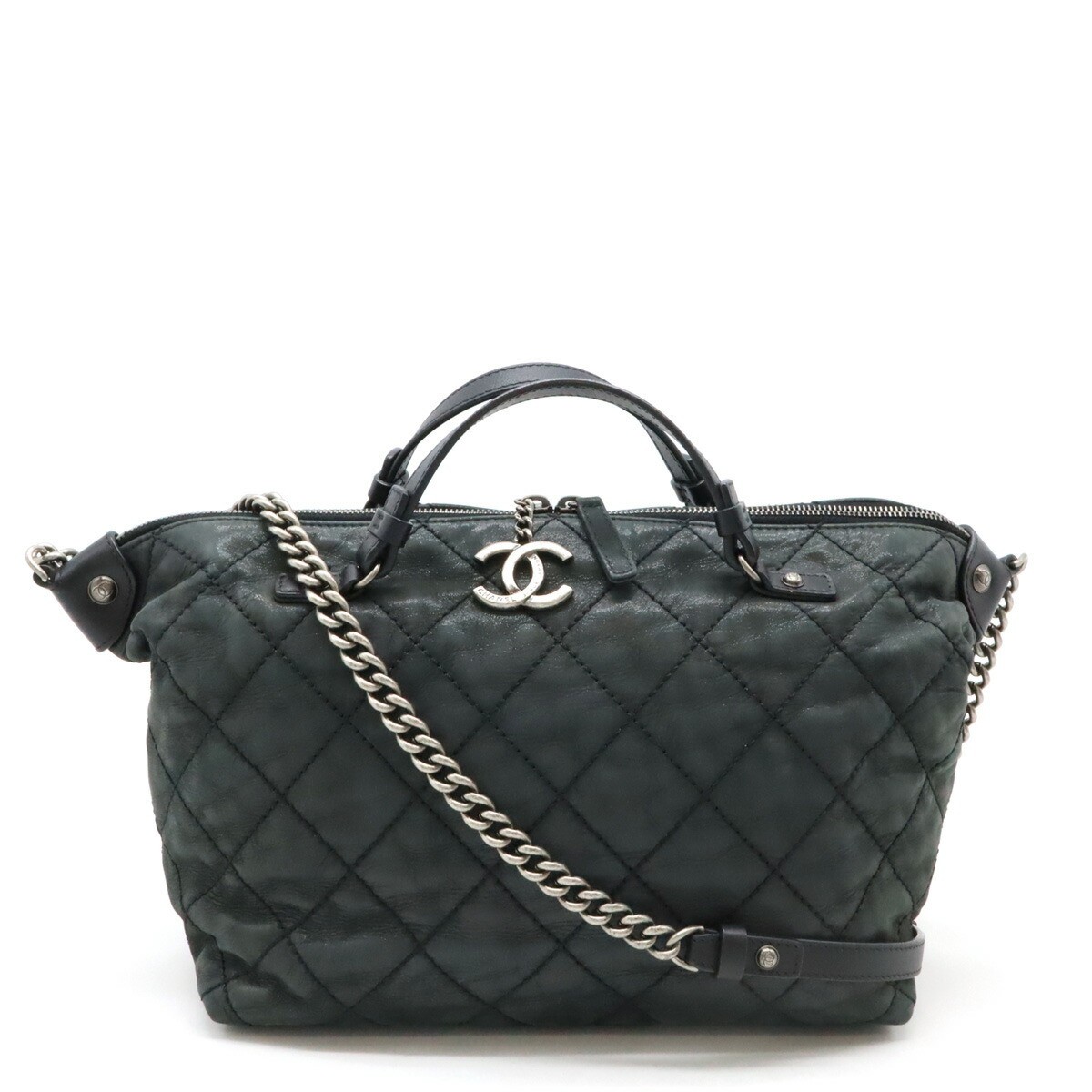 CHANEL Wild Stitch 2WAY Tote Bag with Chain Shoulder Strap and Sparkle Leather