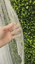 Ivory 38" Length Wedding Veil with Lace Edge, Lace Material