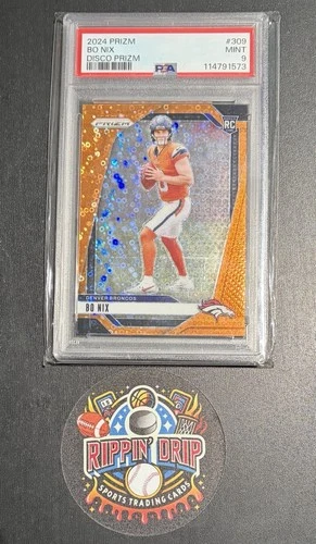 2024 Panini Prizm Rookies Bo Nix #309 Orange Disco Prizm Color Match RC 🔥