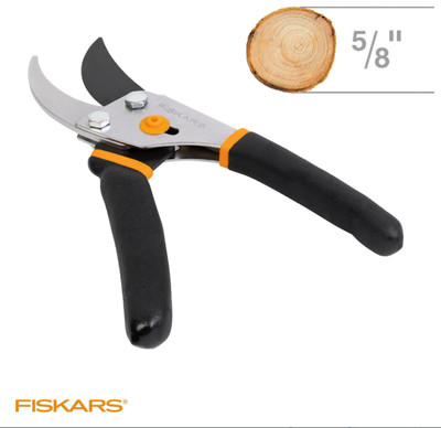 Fiskars Bypass Pruning Shears   5/8'' Cut, Sharp Rust-Resistant Steel Blade