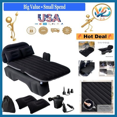 Inflatable Car Bed Mattress with Pump Pillows for SUV Camper Black