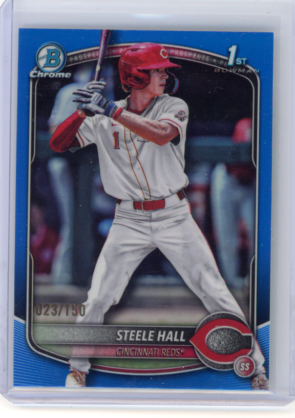 2025 Bowman Chrome Draft Steele Hall TRUE BLUE Refractor 1st /150 Reds