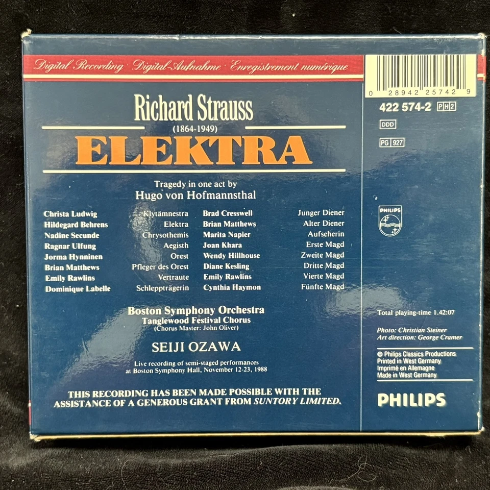 STRAUSS Elektra - Behrens, SEIJI OZAWA Boston - PHILIPS 2CD SOLID SILVER germany - Image 2 of 4