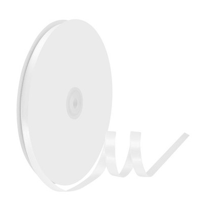 3/8'' X 100 Yards White Satin Thin Ribbon Solid Color Double Faced Ribbons Per...