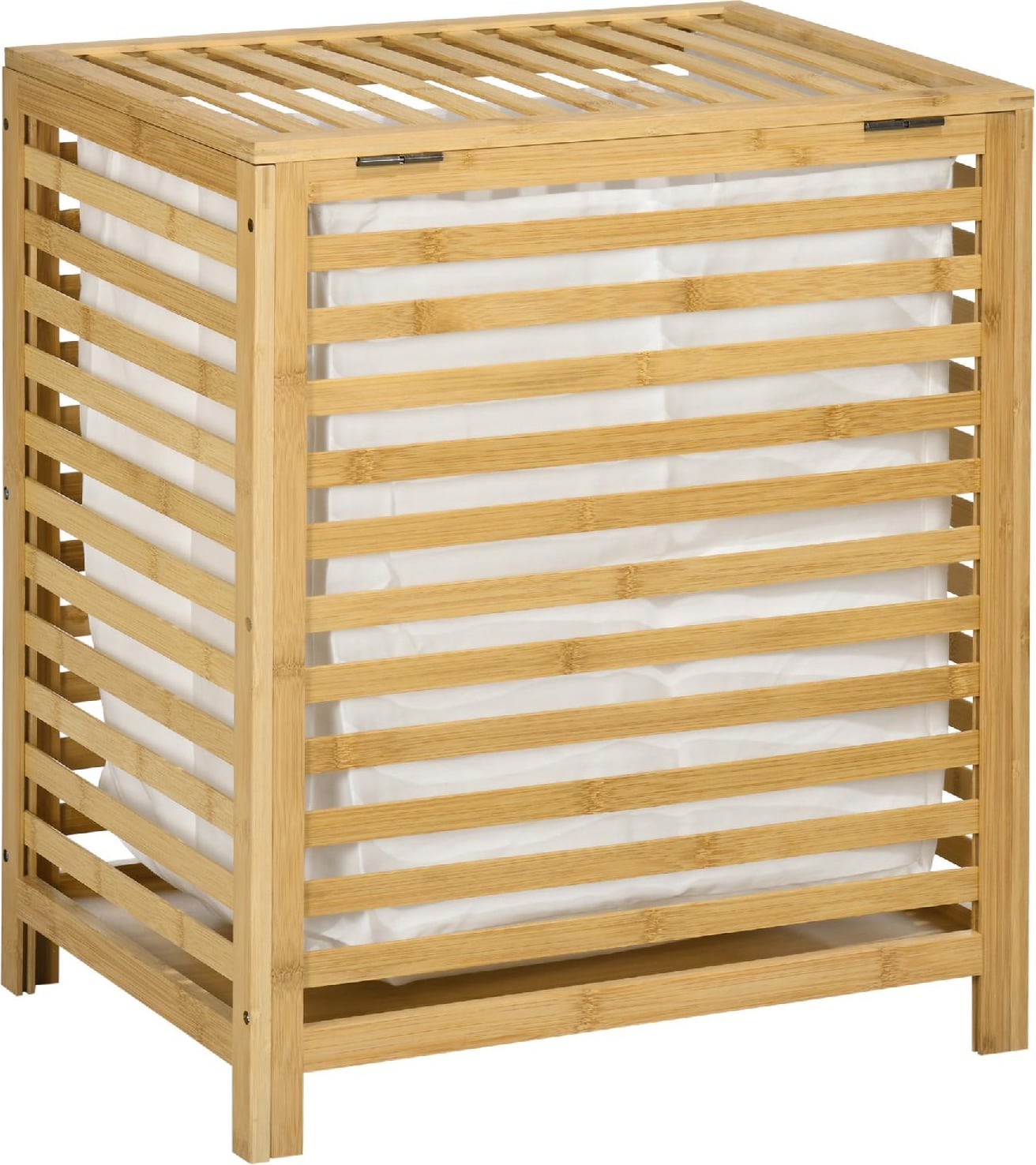 DecHome Cesto Portabiancheria Doghe Bambù Tessuto 50x36x60 cm