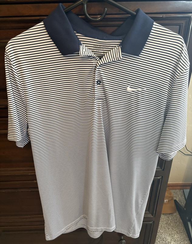 Nike Golf Dri-FIT Men's Polo Shirt L Regular Short Sleeve Button Striped Logo