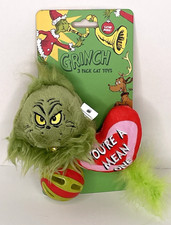 Dr. Seuss Grinch Cat Toys 3-Pack Catnip Ball w/Bell Crinkle Plush Feather