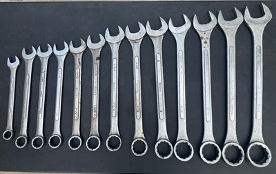 Sunex and Unknown 13pc Jumbo Raised Panel Fractional SAE Combination Wrench Set